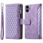 For Samsung Galaxy A06 5G / 4G Grid Texture Zipper Leather Phone Case with Lanyard(Purple)
