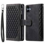 For Samsung Galaxy A06 5G / 4G Grid Texture Zipper Leather Phone Case with Lanyard(Black)