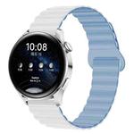 20mm Two Color Magnetic Silicone Watch Band(White Mist Blue)