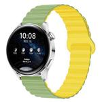 20mm Two Color Magnetic Silicone Watch Band(Mint Light Yellow)