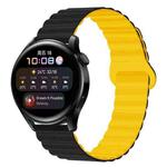 20mm Two Color Magnetic Silicone Watch Band(Black Yellow)