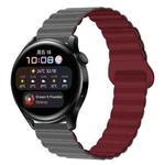 20mm Two Color Magnetic Silicone Watch Band(Grey Wine Red)