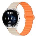 22mm Two Color Magnetic Silicone Watch Band(Starlight Orange)