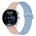 22mm Two Color Magnetic Silicone Watch Band(Pink Sand Mist Blue)