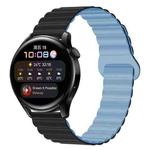 22mm Two Color Magnetic Silicone Watch Band(Black Lake Blue)