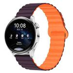 22mm Two Color Magnetic Silicone Watch Band(Berry Purple Orange)