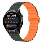 22mm Two Color Magnetic Silicone Watch Band(Dark Green Orange)