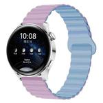 22mm Two Color Magnetic Silicone Watch Band(Light Purple Mist Blue)