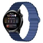 22mm Two Color Magnetic Silicone Watch Band(Dark Light Navy Blue)