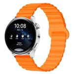 22mm Solid Color Magnetic Silicone Watch Band(White Orange)