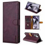 For Samsung Galaxy S22 Ultra 5G N.BEKUS CSJ-P1 Solid Color Leather Phone Case(Wine Red)