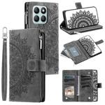 For Honor X6b 4G Global Multi-Card Totem Zipper Leather Phone Case(Grey)