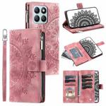 For Honor X6b 4G Global Multi-Card Totem Zipper Leather Phone Case(Pink)