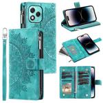 For Honor 400 Lite Multi-Card Totem Zipper Leather Phone Case(Green)
