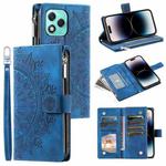 For Honor 400 Lite Multi-Card Totem Zipper Leather Phone Case(Blue)
