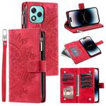 For Honor 400 Lite Multi-Card Totem Zipper Leather Phone Case(Red)