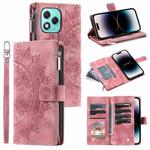 For Honor 400 Lite Multi-Card Totem Zipper Leather Phone Case(Pink)