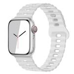 For Apple Watch SE 2023 44mm Reverse Buckle Breathable Silicone Watch Band(White)