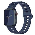 For Apple Watch SE 2023 44mm Reverse Buckle Breathable Silicone Watch Band(Indigo Blue)