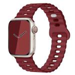 For Apple Watch SE 2023 44mm Reverse Buckle Breathable Silicone Watch Band(Wine Red)