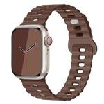 For Apple Watch SE 2023 44mm Reverse Buckle Breathable Silicone Watch Band(Chocolate)