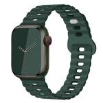 For Apple Watch SE 2023 44mm Reverse Buckle Breathable Silicone Watch Band(Fir Green)