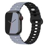 For Apple Watch SE 2023 44mm Reverse Buckle Breathable Silicone Watch Band(Obsidian Grey Black)