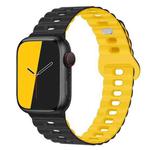 For Apple Watch SE 2023 40mm Reverse Buckle Breathable Silicone Watch Band(Black Yellow)