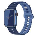 For Apple Watch SE 2023 40mm Reverse Buckle Breathable Silicone Watch Band(Dark Light Navy Blue)