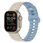 For Apple Watch Ultra 2 49mm Reverse Buckle Breathable Silicone Watch Band(Antique White Mist Blue)