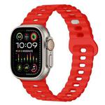 For Apple Watch Ultra 2 49mm Reverse Buckle Breathable Silicone Watch Band(Red)