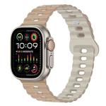 For Apple Watch Ultra 2 49mm Reverse Buckle Breathable Silicone Watch Band(Milk Tea Rock White)