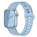 For Apple Watch Ultra 2 49mm Reverse Buckle Breathable Silicone Watch Band(Sky Blue)