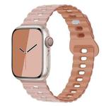 For Apple Watch Series 9 45mm Reverse Buckle Breathable Silicone Watch Band(Oxford Pink Rose Gray)