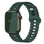 For Apple Watch Series 9 45mm Reverse Buckle Breathable Silicone Watch Band(Fir Green)