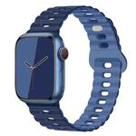 For Apple Watch Series 9 45mm Reverse Buckle Breathable Silicone Watch Band(Dark Light Navy Blue)