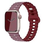 For Apple Watch Series 9 45mm Reverse Buckle Breathable Silicone Watch Band(Smoke Purple Wine Red)