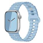 For Apple Watch Series 9 41mm Reverse Buckle Breathable Silicone Watch Band(Sky Blue)