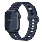 For Apple Watch Series 9 41mm Reverse Buckle Breathable Silicone Watch Band(Midnight Color)