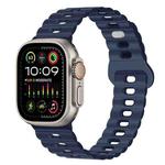 For Apple Watch Ultra 49mm Reverse Buckle Breathable Silicone Watch Band(Indigo Blue)