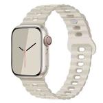 For Apple Watch Ultra 49mm Reverse Buckle Breathable Silicone Watch Band(Starlight)