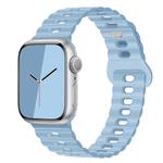 For Apple Watch Series 8 41mm Reverse Buckle Breathable Silicone Watch Band(Sky Blue)