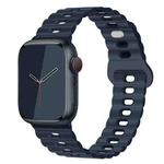 For Apple Watch Series 8 41mm Reverse Buckle Breathable Silicone Watch Band(Midnight Color)