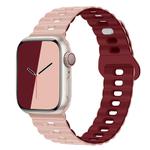 For Apple Watch Series 8 45mm Reverse Buckle Breathable Silicone Watch Band(Pink Wine Red)