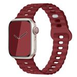 For Apple Watch Series 8 45mm Reverse Buckle Breathable Silicone Watch Band(Wine Red)