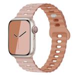 For Apple Watch Series 8 45mm Reverse Buckle Breathable Silicone Watch Band(Oxford Pink Rose Gray)