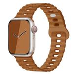 For Apple Watch SE 2022 40mm Reverse Buckle Breathable Silicone Watch Band(Brown)