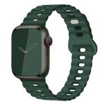 For Apple Watch SE 2022 44mm Reverse Buckle Breathable Silicone Watch Band(Fir Green)