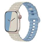 For Apple Watch Series 7 41mm Reverse Buckle Breathable Silicone Watch Band(Antique White Mist Blue)