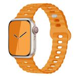 For Apple Watch Series 7 45mm Reverse Buckle Breathable Silicone Watch Band(California Poppy)